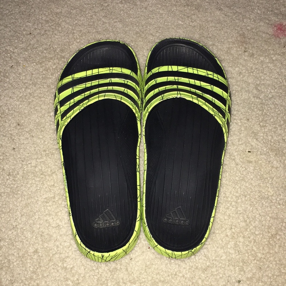 Adidas Neon Yellow Slides